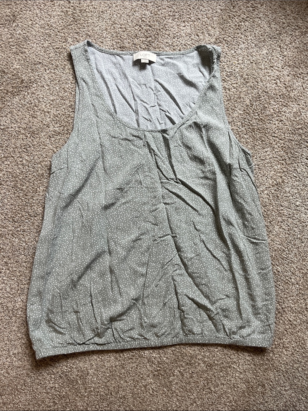 LOFT Olive Green Tiny Dot Sleeveless Tank